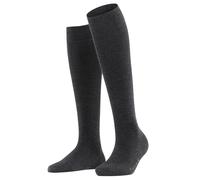 FALKE Damen Kniestrümpfe Softmerino W Kh Wolle Baumwolle lang einfarbig 1 Paar, Grau Anthracite Melange 3089, 37-38