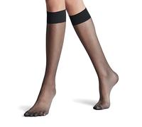 FALKE Kniestrümpfe Seidenglatt 15 DEN Damen transparent einfarbig Grau Graphite 39-42