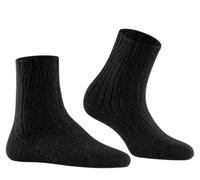 Falke Tagessocke Bedsock Rib (Wolle und Kaschmir) schwarz Damen - 1 Paar, Größe 39-42