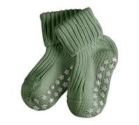 FALKE Unisex Baby Hausschuh-Socken Catspads Cotton B HP Baumwolle rutschhemmende Noppen 1 Paar, Grün (Mineral Green 7016), 62-68