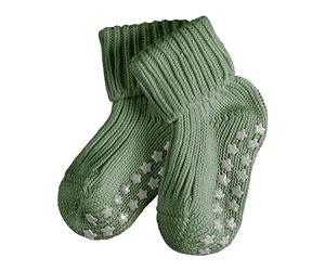 FALKE Unisex Baby Hausschuh-Socken Catspads Cotton B HP Baumwolle rutschhemmende Noppen 1 Paar, Grün (Mineral Green 7016), 62-68