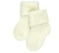 FALKE Unisex Baby Socken Flausch B So Wolle Baumwolle einfarbig 1 Paar, Weiß Off-White 2040, 80-92