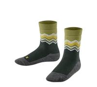 FALKE Unisex Kinder Active Sporty Zigzag K SO Baumwolle Wolle Rutschhemmende Noppen 1 Paar Stoppersocken, Grün (PEA Soup 7494), 19-22