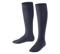 FALKE Unisex Kinder Kniestrümpfe Family K Kh nachhaltige Baumwolle lang einfarbig 1 Paar, Blau Dark Blue Melange 6688, 27-30