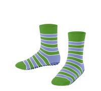 FALKE Unisex Kinder Simple Stripes K HP Baumwolle Rutschhemmende Noppen 1 Paar Stoppersocken, Grün (Vivid Green 7231) neu-umweltfreundlich, 23-26