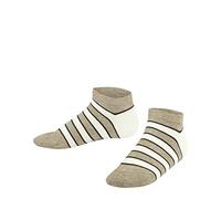 FALKE Unisex Kinder Sneakersocken Simple Stripes K Sn Baumwolle kurz gemustert 1 Paar, Beige Sand Melange 4650, 19-22