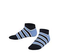 FALKE Unisex Kinder Sneakersocken Simple Stripes K Sn Baumwolle kurz gemustert 1 Paar, Blau Marine 6120, 35-38