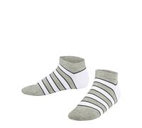 FALKE Unisex Kinder Sneakersocken Simple Stripes K Sn Baumwolle kurz gemustert 1 Paar, Grau Storm Grey 3820, 35-38