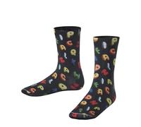 FALKE Unisex kinder Socken Colourful Alphabet Print K So Baumwolle gemustert 1 Paar, Blau Space Blue 6116, 23-26