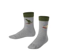 FALKE Unisex Kinder Socken Dinosaurs K So Baumwolle gemustert 1 Paar, Grau Lt. Heather 3223, 27-30