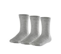 FALKE Unisex Kinder Socken Family 3-Pack, Baumwolle, 3er Pack, Grau (Light Grey 3400), 31-34 (7-9 Jahre)