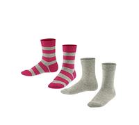 FALKE Happy Stripe 2-Pack K SO coton motif fantaisie lot de 2 paires, Chaussettes Mixte enfant, Gris (Light Grey 3400), 39-42