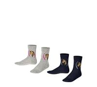 FALKE Unisex Kinder Socken Horse Multipack K So Baumwolle gemustert 2 Paar, Mehrfarbig Blue Grey 0010, 39-42