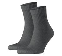 FALKE Unisex Socken 2er Pack - Kurzsocken, Baumwollmischung, Run Rib, Bündchen, einfarbig 44-45 Grau