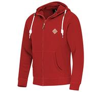 FALKENSTEJN stylischer Kapuzenpullover Sweatjacke Sweatshirt mit Logolederpatch Hoodie Pullover mit 2 seitlichen Taschen (Goji-Berry, L)