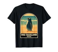 Falklandinseln Vintage Reise Design mit Pinguin Illustra T-Shirt