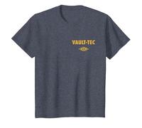 Fallout Front and Back Vault-Tec Vault Suit 33 TV Show T-Shirt, Kinder, Blau Meliert, 92
