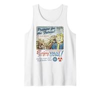 Fallout Video Game Enjoy Vault Living Vault-Tec Retro Ad Tank Top