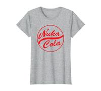Fallout Video Game Red Text Nuka Cola Circle Logo T-Shirt, Damen, Grau Meliert, M