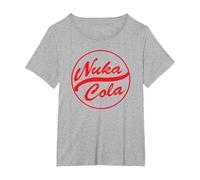 Fallout Video Game Red Text Nuka Cola Circle Logo T-Shirt, Damen Große Größen, Grau Meliert, 4X