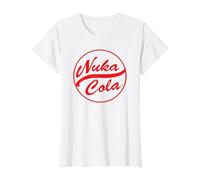 Fallout Video Game Red Text Nuka Cola Circle Logo T-Shirt, Damen, Weiß, XL