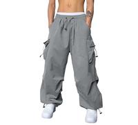 Fallschirmhosen Herren Baggy Cargohose mit Taschen Track Pants Casual Cargo Hose Y2K Hip-Hop Sweathose Lange Sporthose Harajuku Hohe Taille 90er Jahre Lose Jogginghose Outdoorhose Streetwear