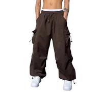 Fallschirmhosen Herren Cargohose Herren Baggy Y2K Baggy Lange Hosen Elastische Taille Hose Streetwear Teenager Hip Hop Parachute Pants 90er Aesthetic Vintage Lang Freizeithose Parachute Pants