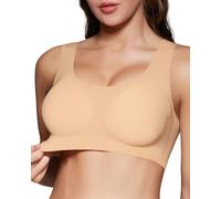 Falorda BH Damen ohne Bügel Seamless BH Soft BH ohne Buegel BH Top Bequemer T Shirt U-Ausschnitt Bralette (Skin,Medium)