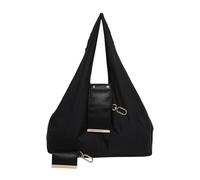 Faltbare Einkaufstasche - Leichte Schlüsselanhänger Tragetasche | Erweiterbare Schlüsselanhänger Einkaufstasche Aus PU Leder | Tragbare Modische Schultertasche Für Schule, Shopping (Schwarz)