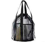 Faltbare Mesh Strandtasche Groß Wasserdicht Reise Kulturbeutel | Atmungsaktives schnelltrocknendes Mesh Viel Platz für Badartikel oder Badesachen Farben Matcha für weiß Schwarz Lila