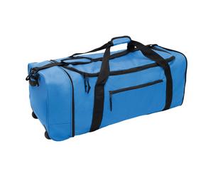 Faltbare Reisetasche 88L mit Rollen für Damen und Herren, großer Weekender als Trolley nutzbar, leichte und platzsparende Gepäcktasche in Blau