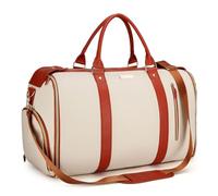 Faltbare Reisetasche aus PU Leder, 53x33cm wasserdichte Premium Aufbewahrungstasche mit Schuhfach & Schultergurt, 2 in1 zum Aufhängen Reisetaschen