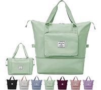 Faltbare Reisetasche mit großem Fassungsvermögen, tragbar, faltbar, leicht, wasserdicht, Oxford-Gewebe, Reisetasche, für erweiterbaren Wochenendsport, Fitnessstudio, Urlaub, grün, L, Modern