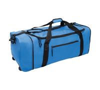 Faltbare Reisetasche mit Rollen für Damen und Herren, großer Weekender als Trolley nutzbar, leichte und platzsparende Gepäcktasche für Kurztrips und Urlaub in Blau
