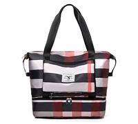 Faltbare Reisetasche mit Schuhfach, große Kapazität, faltbare Wochenendtasche, Übernachtungstasche, B-pink khaki, Large, Klappbar