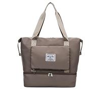 Faltbare Reisetasche mit Schuhfach, große Kapazität, faltbare Wochenendtasche, Übernachtungstasche, F-Khaki, Large, Klappbar