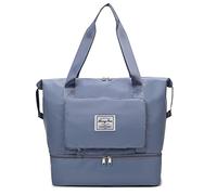 Faltbare Reisetasche mit Schuhfach, große Kapazität, faltbare Wochenendtasche, Übernachtungstasche, F-blau, Large, Klappbar