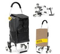 Faltbarer Einkaufstrolley (56 L),Robuster Einkaufswagen mit 6 Metallrädern, Abnehmbarer Kühltasche & Einkaufstasche,Praktischer Transportwagen für Zuhause und den Einkauf