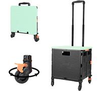 Faltbarer Einkaufswagen 99L mit Deckel, 360°-Drehräder | 45kg Tragkraft, verstellbarer Eisengriff, TPE-Verschleißräder, Hinterradbremsen, faltbar, Einkauf/Büro/Camping, Grün