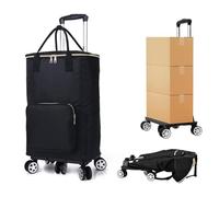 Faltbarer Einkaufswagen mit großer Kapazität, 35 l, leichter Einkaufswagen mit wasserdichter Tasche, robuster Rahmen, ideal zum Einkaufen und Umzug, schwarzer Allzweckwagen