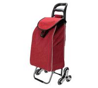 Faltbarer Einkaufswagen mit Rädern - Tragbarer wasserdichter Einkaufstrolley Abnehmbare Tasche & Treppensteiger für einfachen Transport - Ideal für den Außenbereich & Umzug - Rot
