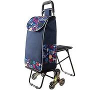 Faltbarer Einkaufswagen mit Sitz, leichter tragbarer Trolley für Lebensmittel, robuster Eisenrahmen, glatte PU-Räder, perfekt für Einkaufen und Reisen