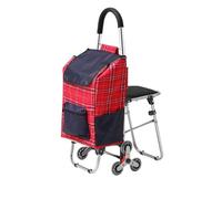 Faltbarer Einkaufswagen mit Sitz, robuster 4-Rad-Trolley, tragbarer Lebensmittelwagen für einfachen Transport, ideal zum Einkaufen, Outdoor-Aktivitäten und Reisen