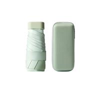 Faltbarer Mini-Regenschirm, 6 Rippen, faltbarer Reise-Regenschirm, winddicht, Regen, UV-Schutz, leicht, kompakt, mit Aufbewahrungsbox, mintgrün