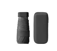 Faltbarer Mini-Regenschirm, 6 Rippen, faltbarer Reise-Regenschirm, winddicht, Regen, UV-Schutz, leicht, kompakt, mit Aufbewahrungsbox, klassisches schwarz, 71 cm (28 Zoll)