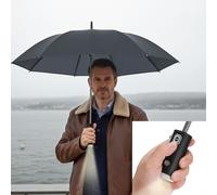 Faltbarer Regenschirm mit LED-Taschenlampe, Ø105 cm, schwarz: Ein perfekter Allwetter-Begleiter für Dunkelheit & Regenschauer