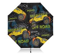 Faltbarer Reise-Regenschirm Monster Truck Auto Kompakter Regenschirm für Regen Sonne Groß Inverted Winddicht 8 Rippen UV Regenschirm Automatisch für Männer Frauen