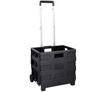 Faltbarer Transport-Trolley Einkaufstrolley Einkaufswagen Trolley Schwarz Einkaufsroller Einkaufskiste Klappbar 25kg Transportgewicht