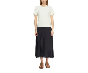 Faltenrock COMMA, Damen, Gr. 42, navy, Web, Obermaterial: 100% Polyester, unifarben, normal 7/8-Länge, Röcke, mit Bindeband (12431219-42) navy