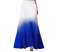 Faltenrock Damen Lang Farbverlauf Maxirock Damen High Waist A Linie Plisseerock Elegant Festlich Maxi Langer Rock Sommer mit Gummizug Röcke Plissee Skirt Long Sommerrock Leicht und Luftig